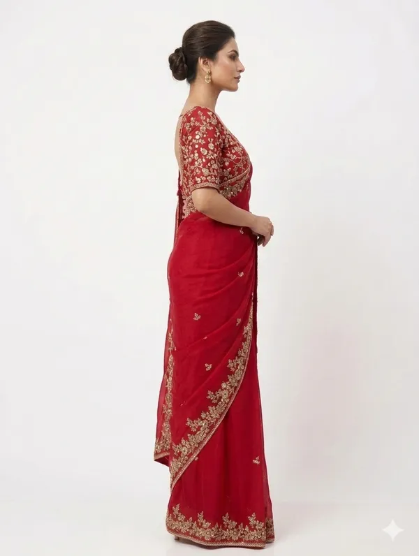 Chiffon_Red_Saree