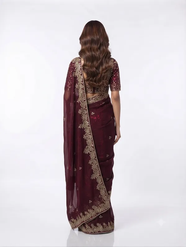Chiffon_Maroon_Saree