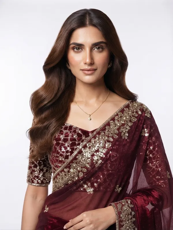 Chiffon_Maroon_Saree