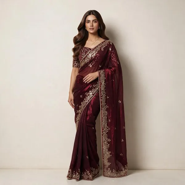 Maroon_Chiffon_Saree_For_Women