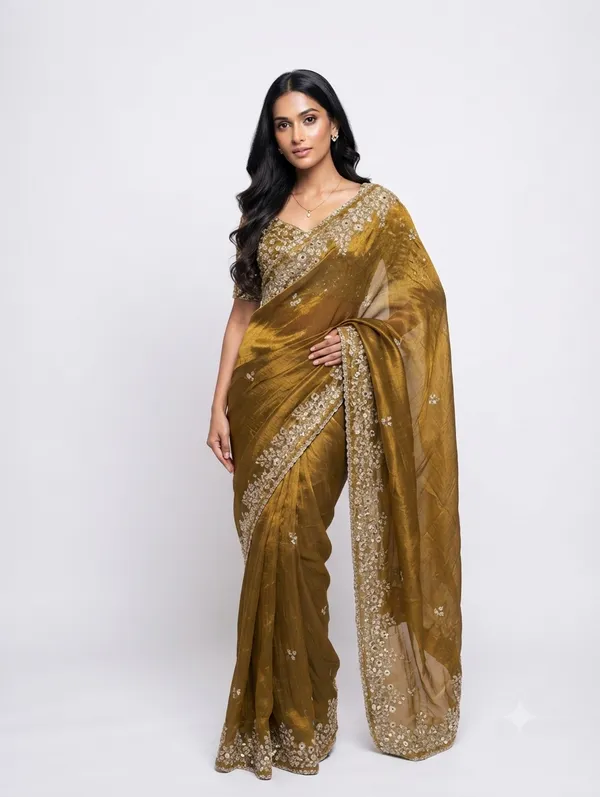 Chiffon_Copper_Saree