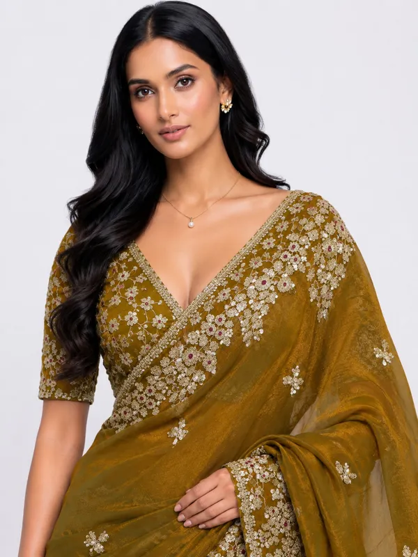 Chiffon_Copper_Saree