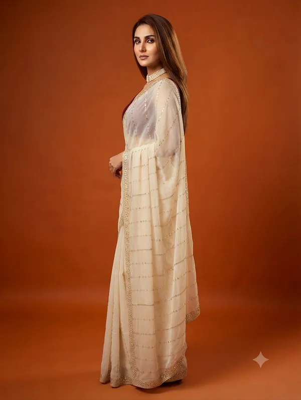 Chiffon_Cream_Saree