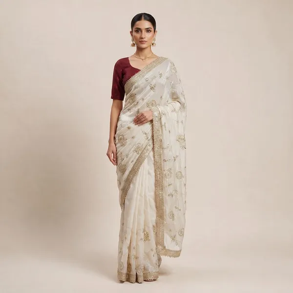 Off_White_Chiffon_Saree_For_Women