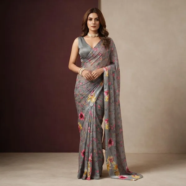 Grey_Chiffon_Saree_For_Women