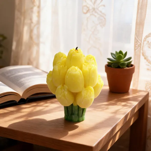 Yellow_Soya_Wax_Decorative_Tulip_Floral_Candle