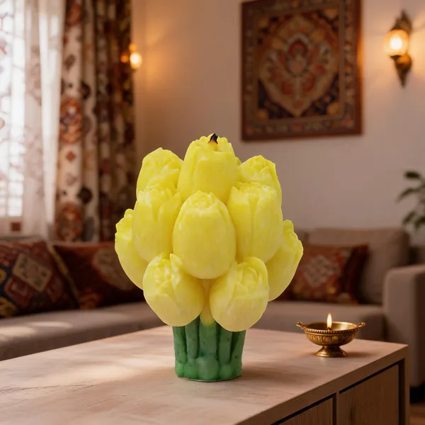 Yellow_Soya_Wax_Decorative_Tulip_Floral_Candle