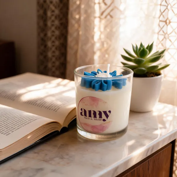 White_And_Blue_Soya_Scented_Wax_Floral_Jar_Candle