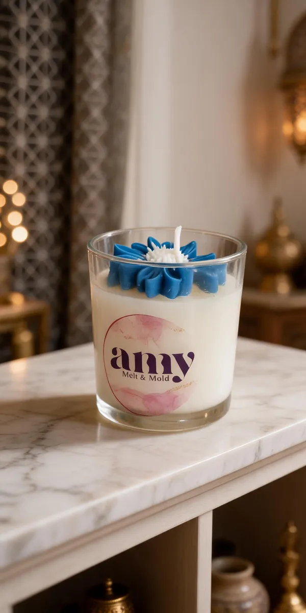 White_And_Blue_Soya_Scented_Wax_Floral_Jar_Candle