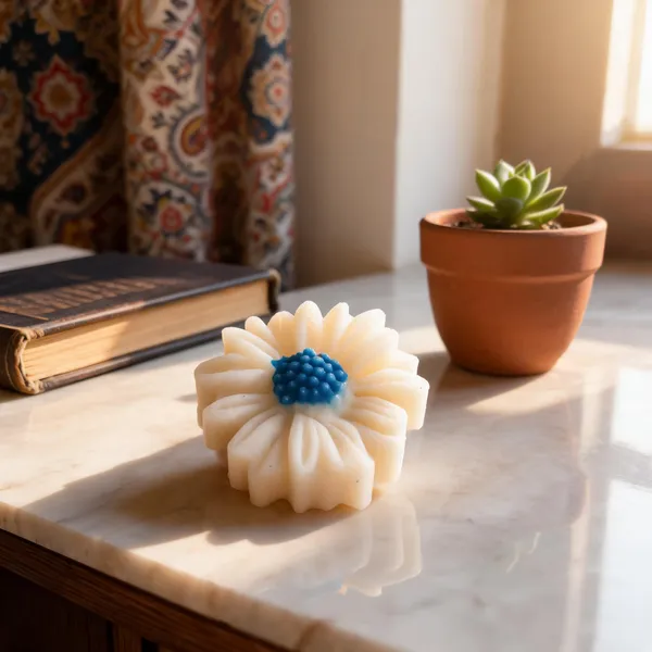 White_And_Blue_Soya_Wax_Decorative_Daisy_Floral_Candle
