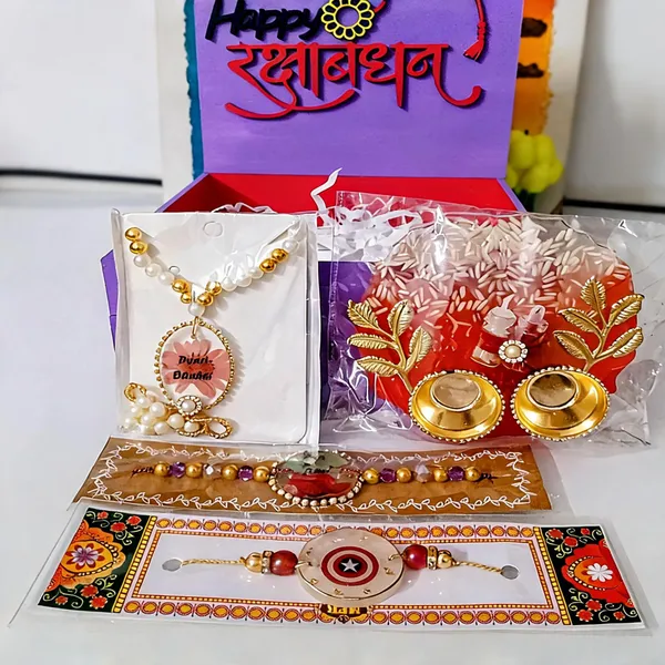 Multicolor_Resin_Daisy_Flower_Family_Rakhi_Combo_Set_With_Tilak_Platter