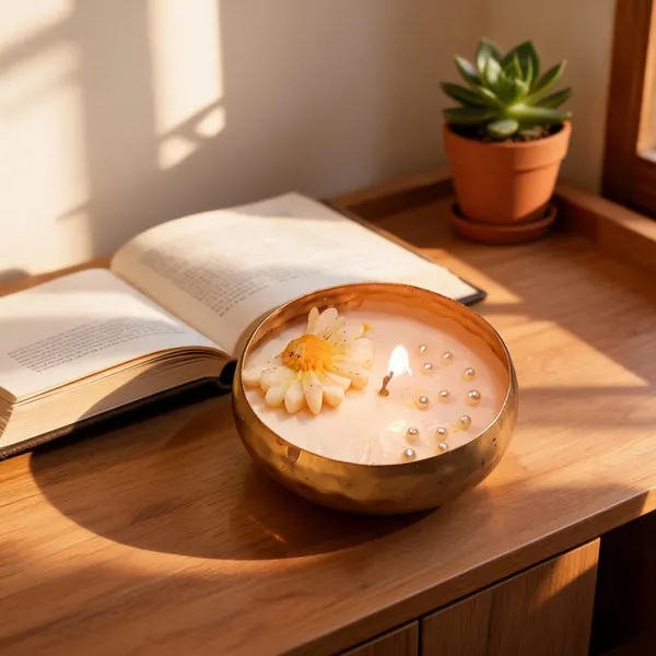White_Soya_Wax_Decorative_Daisy_Pearl_Urli_Flower_Candle