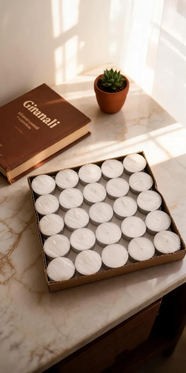 White_Soya_Wax_Unscented_White_Tea_Light_Candle_Pack_Of_50