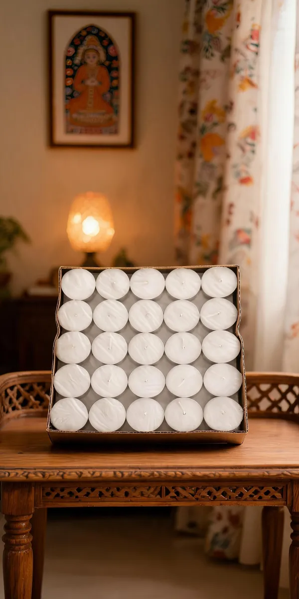 White_Soya_Wax_Unscented_White_Tea_Light_Candle_Pack_Of_50