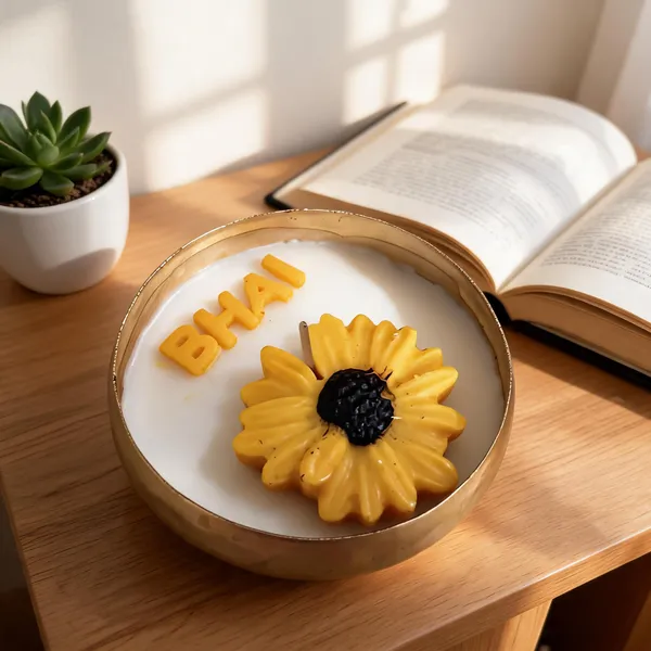 White_And_Yellow_Soya_Wax_Urli_Sunflower_Scented_Decorative_Candle