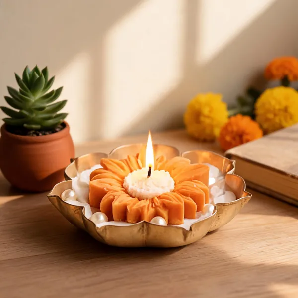 Yellow_Soya_Wax_Gold_Tone_Floral_Decorative_Candle