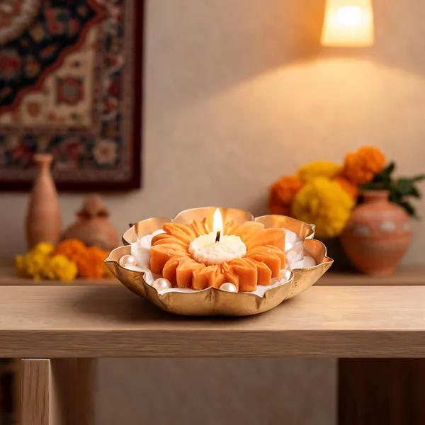 Yellow_Soya_Wax_Gold_Tone_Floral_Decorative_Candle