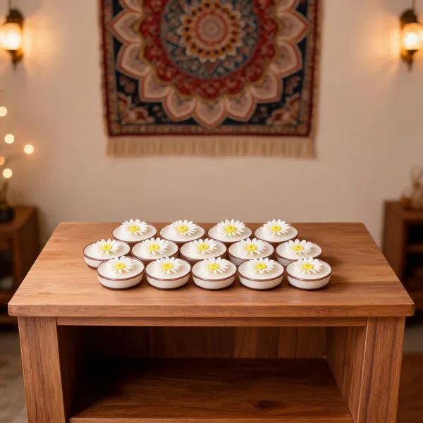 White_Soya_Wax_White_Floral_Decorative_Tealight_Candle_Set_Of_12
