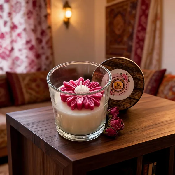 Red_And_White_Soya_Wax_Decorative_Floral_Glass_Candle