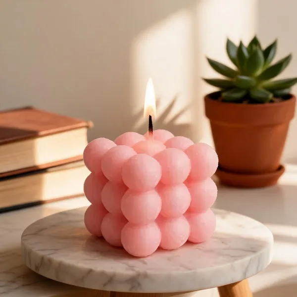 Pink_Soya_Wax_Decorative_Bubble_Cube_Candle