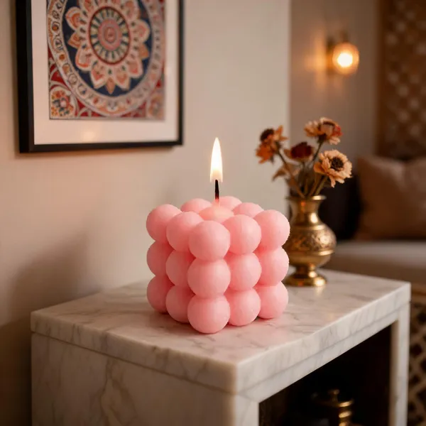 Pink_Soya_Wax_Decorative_Bubble_Cube_Candle