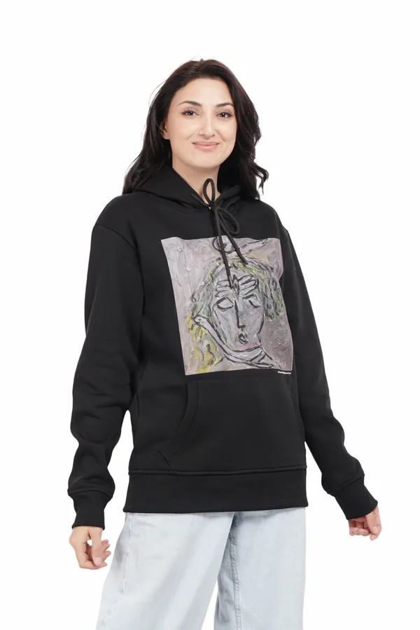 Black__Cotton_And__Polyester_Hoodie_For_Unisex
