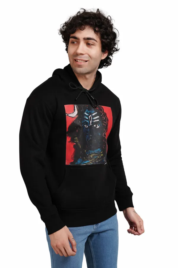 Black__Cotton_And__Polyester_Hoodie_For_Unisex
