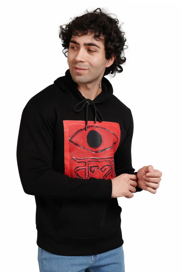 Black__Cotton_And__Polyester_Hoodie_For_Unisex