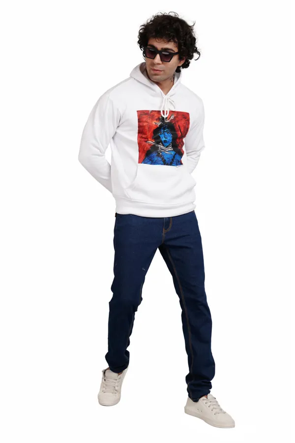 White__Cotton_And__Polyester_Hoodie_For_Unisex