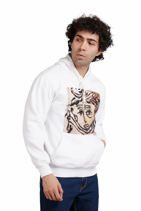 White__Cotton_And__Polyester_Hoodie_For_Unisex
