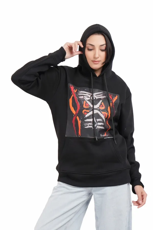Black__Cotton_And__Polyester_Hoodie_For_Unisex