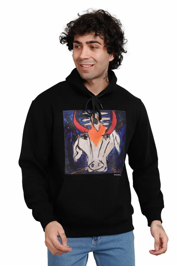 Black__Cotton_And__Polyester_Hoodie_For_Unisex
