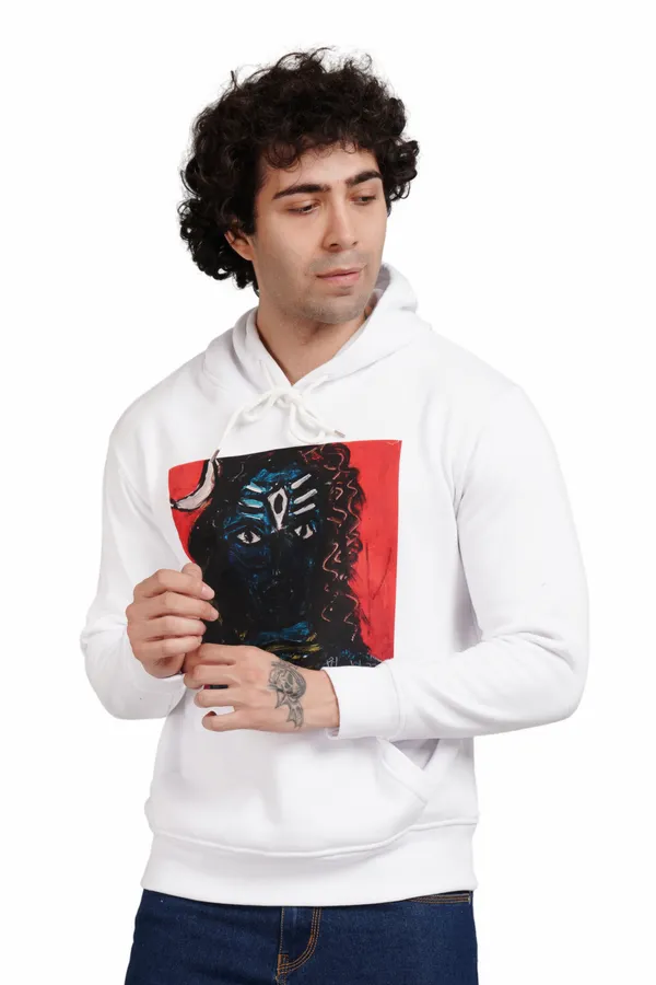 White__Cotton_And__Polyester_Hoodie_For_Unisex