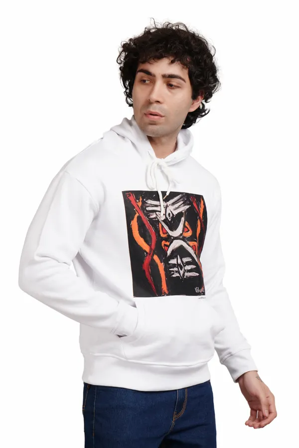 White__Cotton_And__Polyester_Hoodie_For_Unisex
