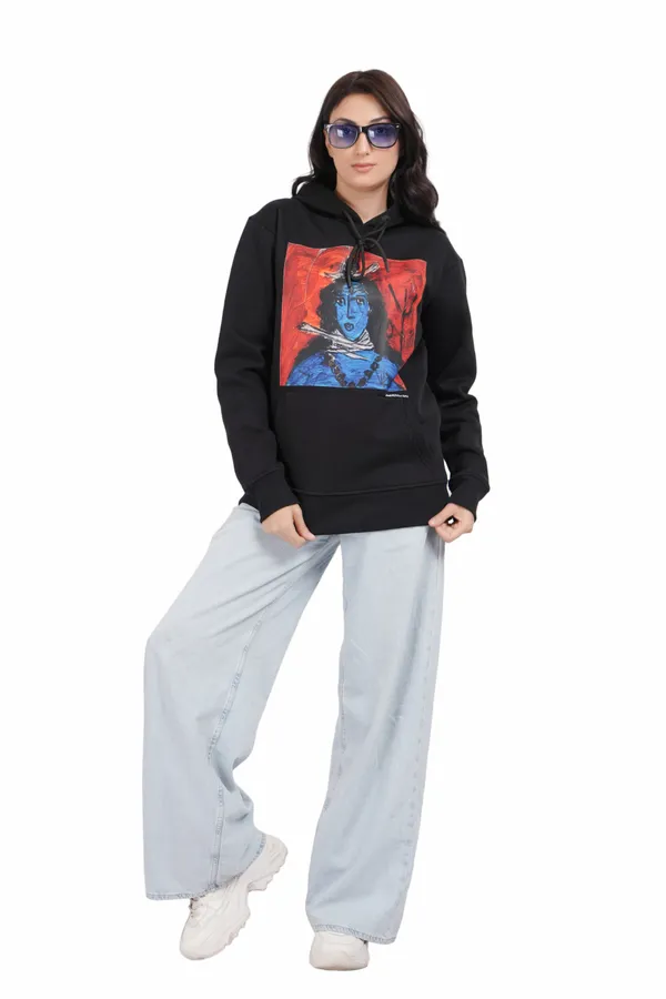Black__Cotton_And__Polyester_Hoodie_For_Unisex