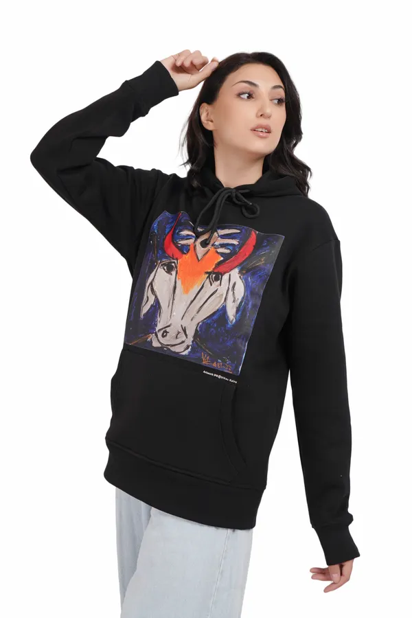 Black__Cotton_And__Polyester_Hoodie_For_Unisex