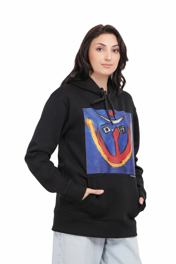 Black__Cotton_And__Polyester_Hoodie_For_Unisex