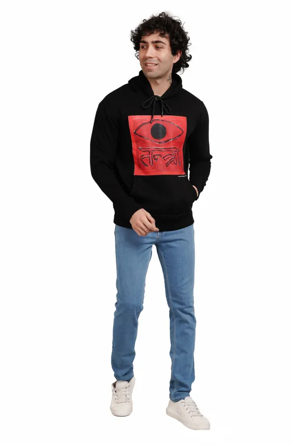 Black__Cotton_And__Polyester_Hoodie_For_Unisex