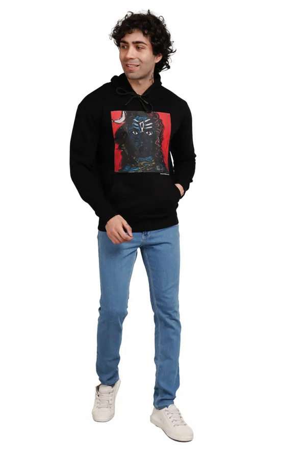 Black__Cotton_And__Polyester_Hoodie_For_Unisex