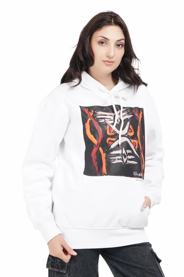 White__Cotton_And__Polyester_Hoodie_For_Unisex
