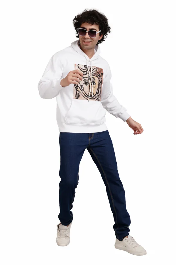 White__Cotton_And__Polyester_Hoodie_For_Unisex