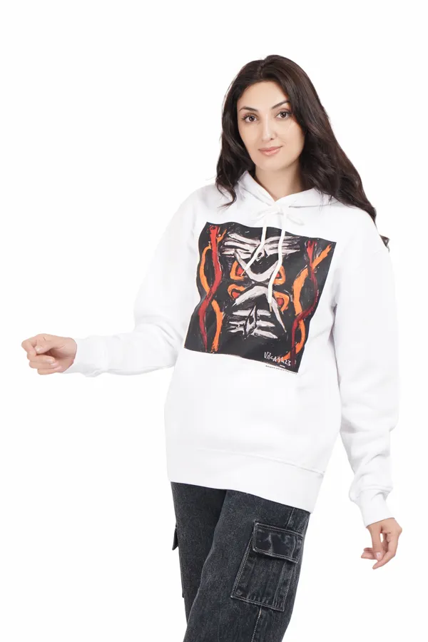 White__Cotton_And__Polyester_Hoodie_For_Unisex