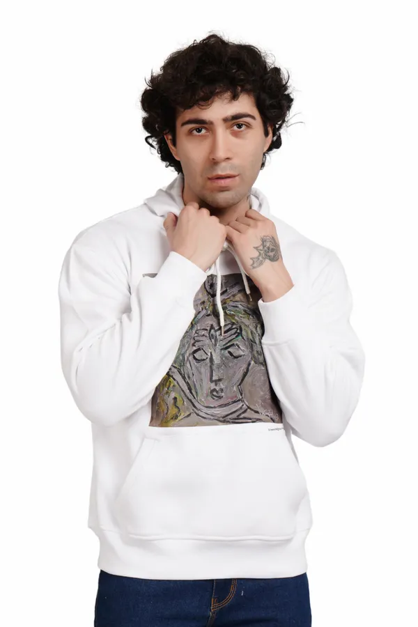 White__Cotton_And__Polyester_Hoodie_For_Unisex