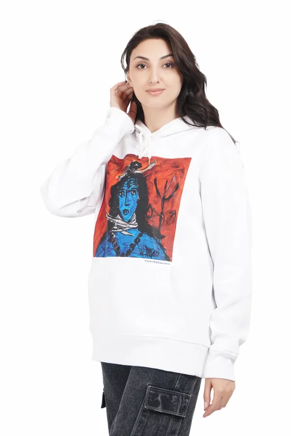 White__Cotton_And__Polyester_Hoodie_For_Unisex