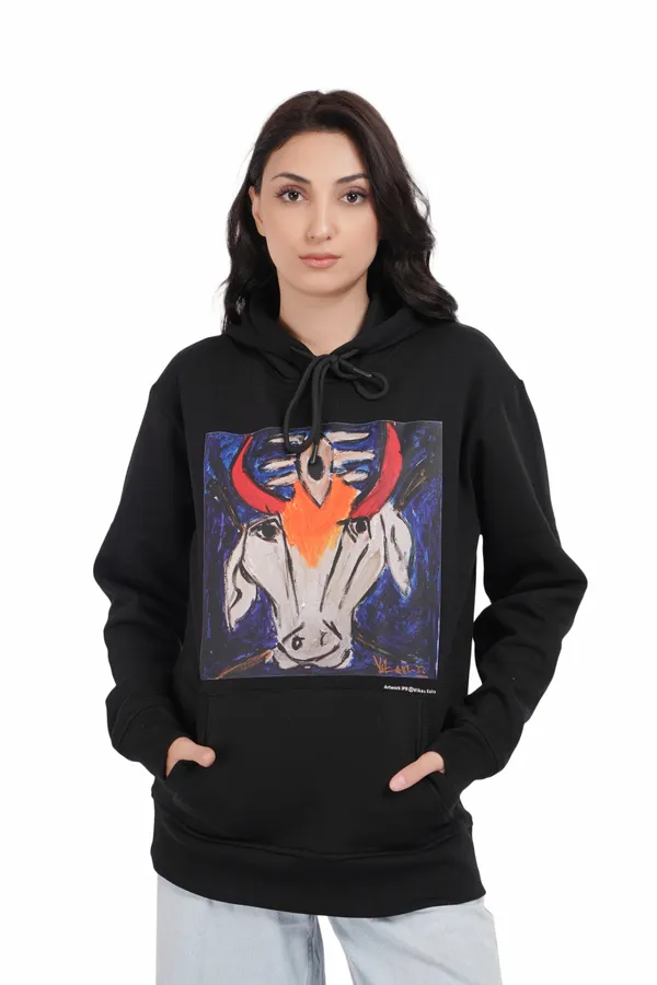 Black__Cotton_And__Polyester_Hoodie_For_Unisex