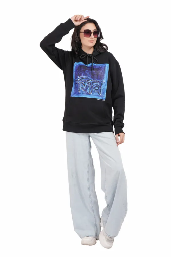 Black__Cotton_And__Polyester_Hoodie_For_Unisex