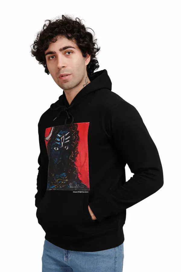 Black__Cotton_And__Polyester_Hoodie_For_Unisex