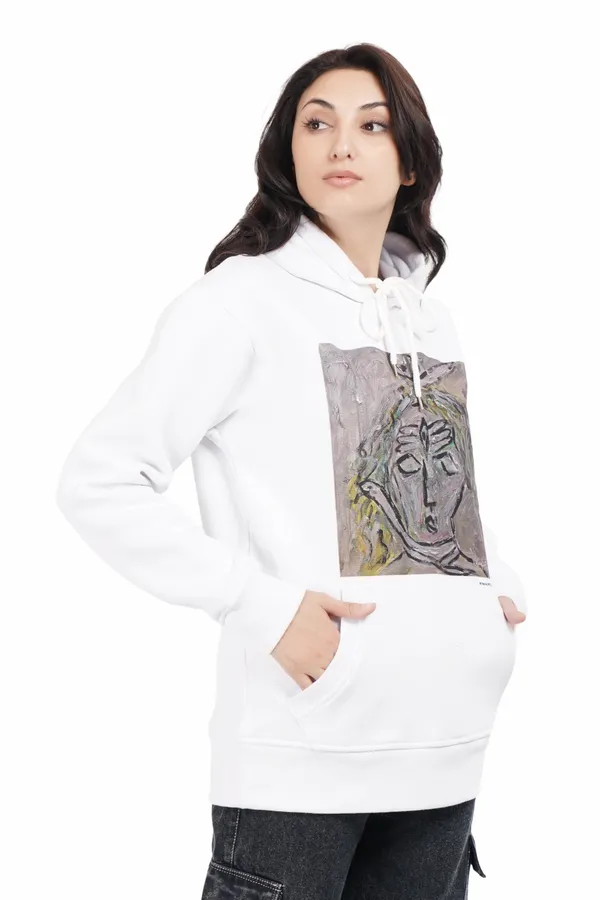 White__Cotton_And__Polyester_Hoodie_For_Unisex