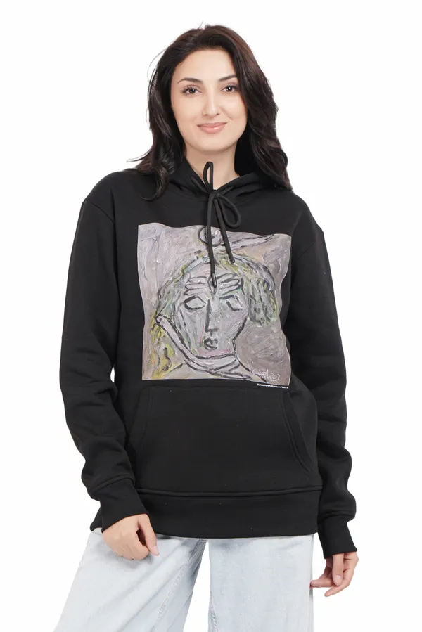 Black__Cotton_And__Polyester_Hoodie_For_Unisex