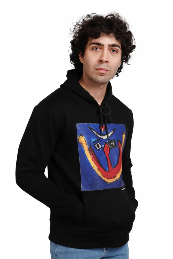 Black__Cotton_And__Polyester_Hoodie_For_Unisex